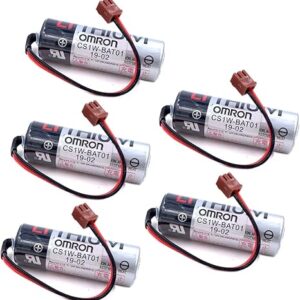 EVA（Pack of 5） ER17500V 3.6V 2700mAh Battery with Small Brown Plug for Omron CS1W-BAT01 PLC Lithium Battery