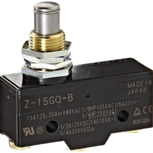 Omron Z-15GQ-B General Purpose Basic Switch Panel Mount Plunger Medium OP Screw Terminal 0.5mm Contact Gap 15A Rated Current