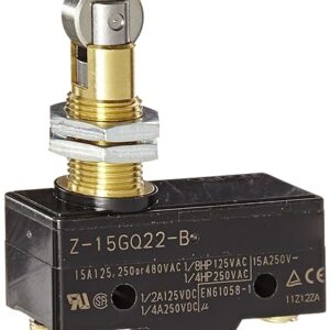 Omron Z-15GQ22-B General Purpose Basic Switch, Panel Mount Roller Plunger, Screw Terminal, 0.5mm Contact Gap, 15A Rated Current